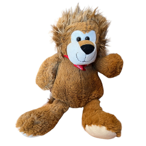 Tan Lion Plush Red Love Bow 15" Inter American Products 2012 Stuffed Animal - Picture 1 of 6